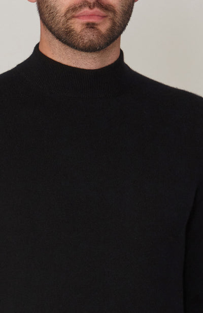 black mens merino cashmere mock neck neck jumper