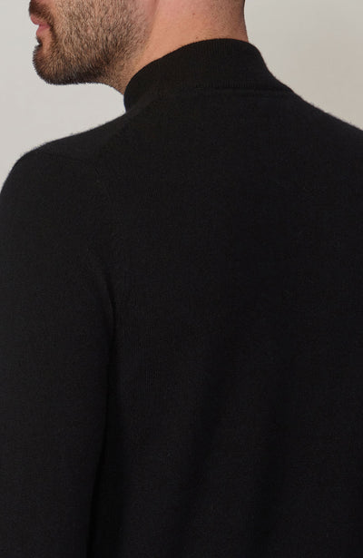 black mens merino cashmere mock neck neck jumper