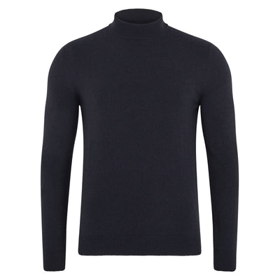 navy mens merino cashmere mock turtle neck jumper