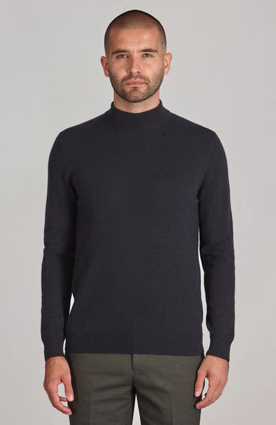 Mens Lightweight Merino Cashmere Mock Turtle Neck Jumper Paul James Knitwear