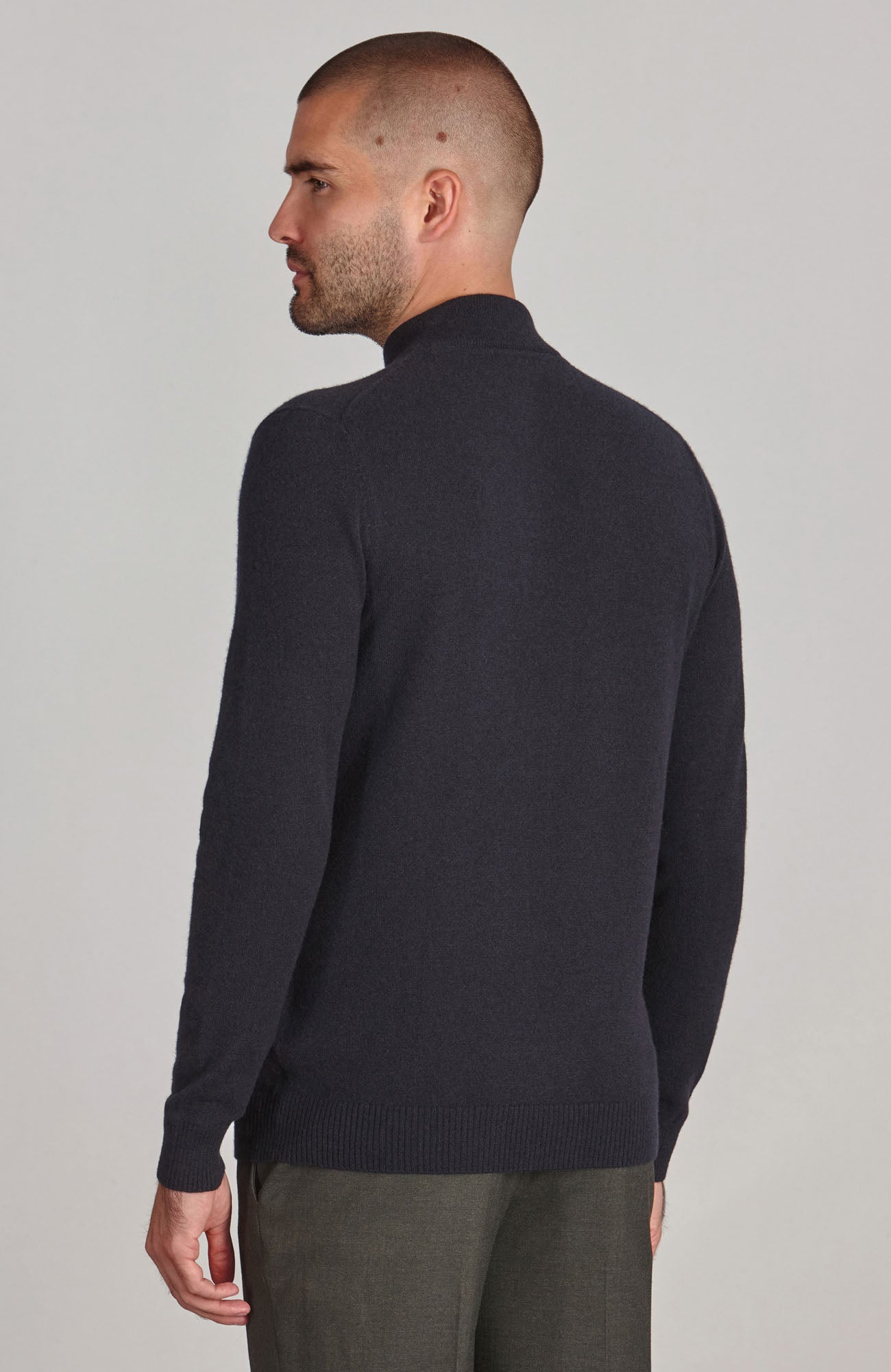 Mens Lightweight Merino Cashmere Mock Turtle Neck Jumper