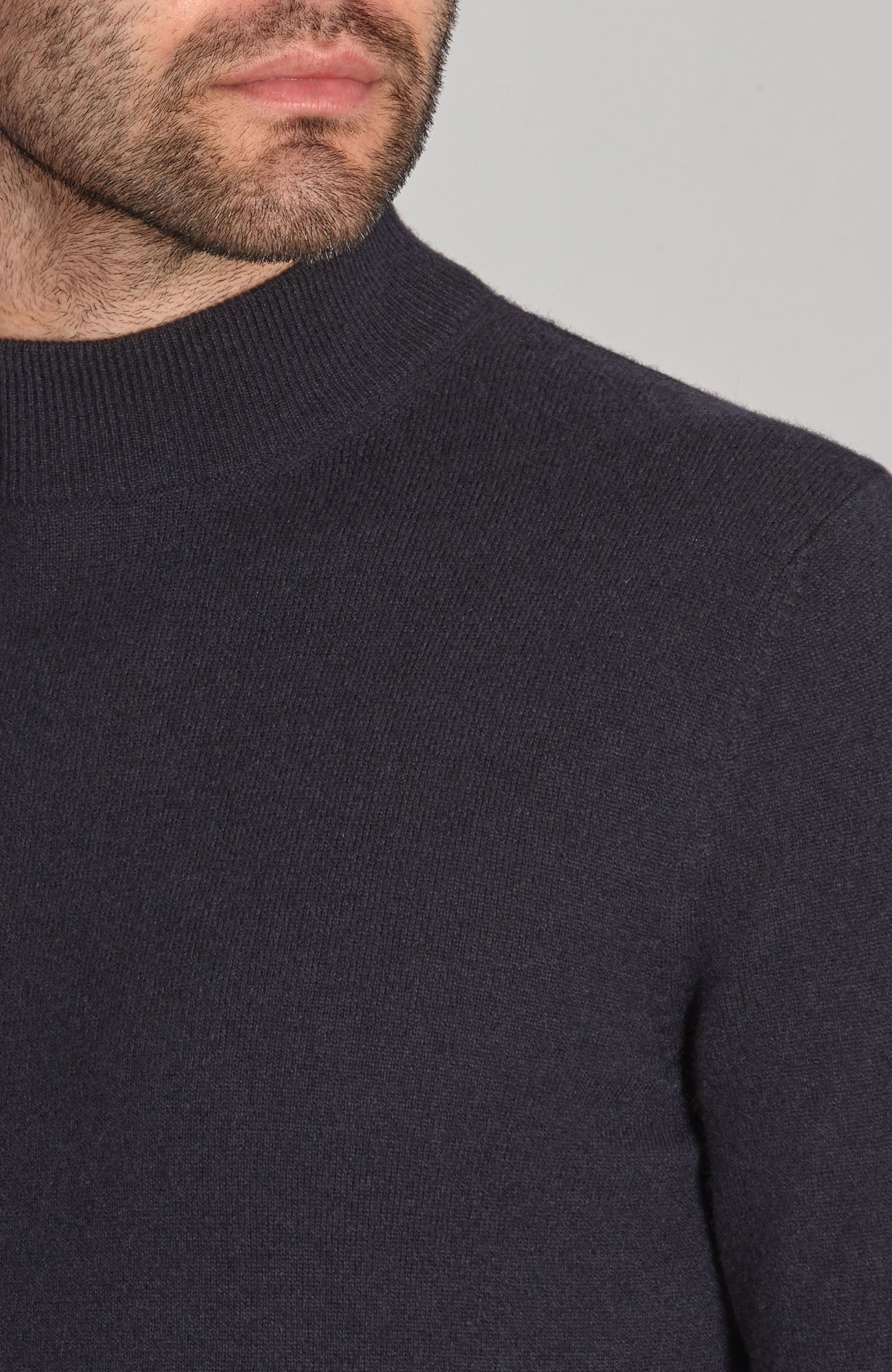 Mens Lightweight Merino Cashmere Mock Turtle Neck Jumper