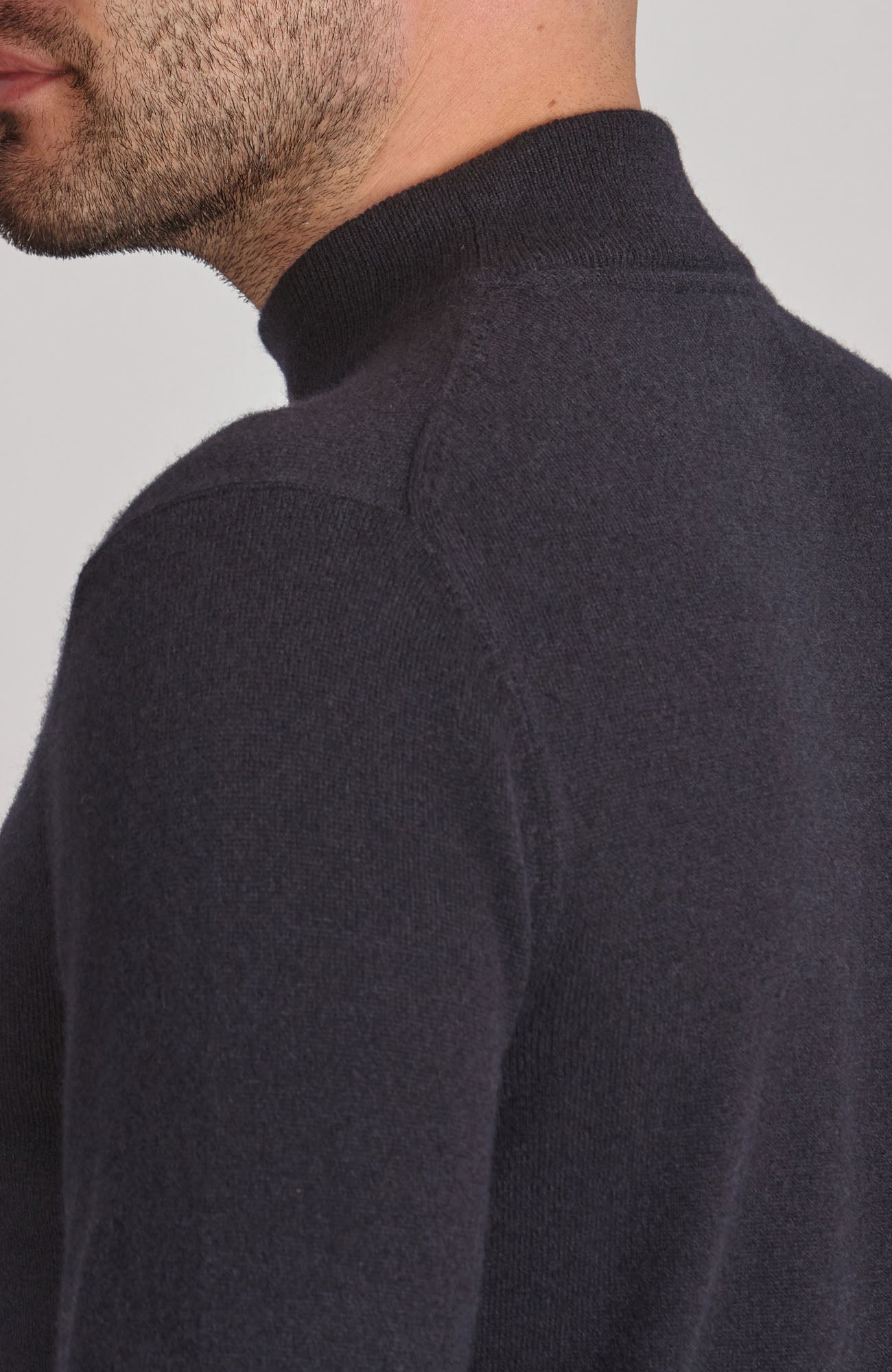 Mens Lightweight Merino Cashmere Mock Turtle Neck Jumper