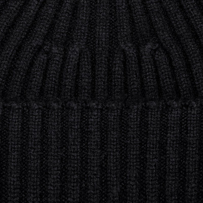 black chunky merino cashmere beanie