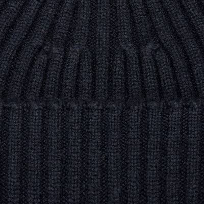 navy chunky merino cashmere beanie