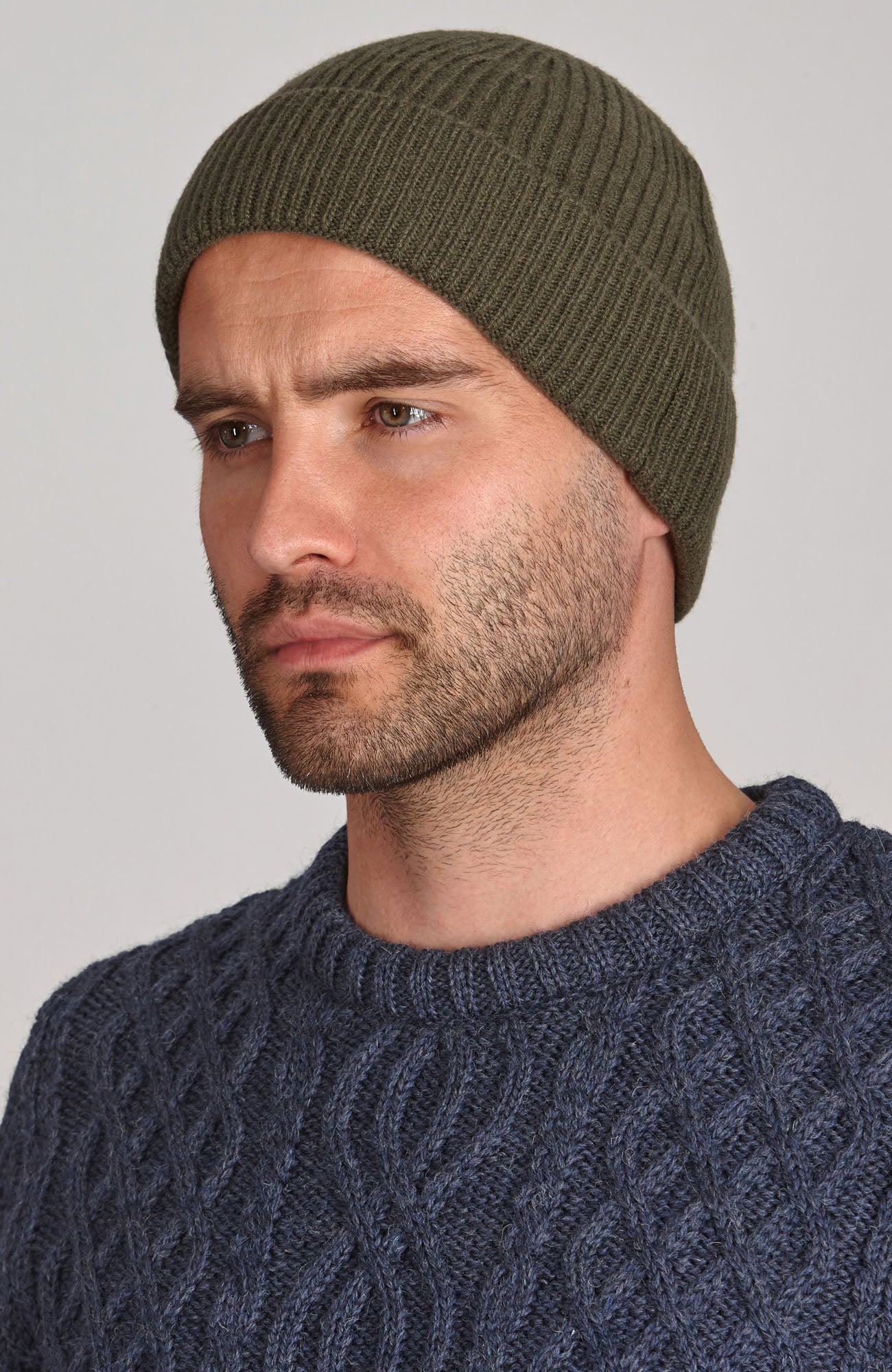 green merino cashmere beanie