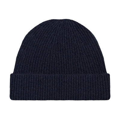 navy merino cashmere beanie