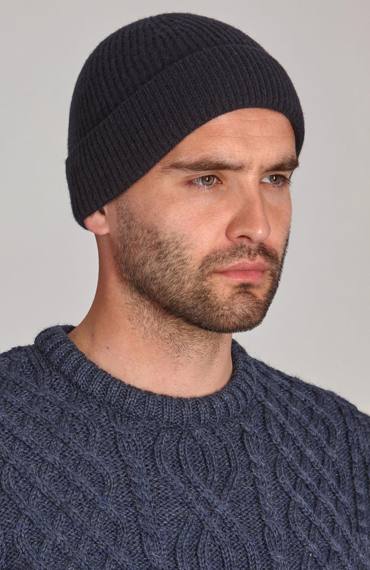 navy merino cashmere beanie