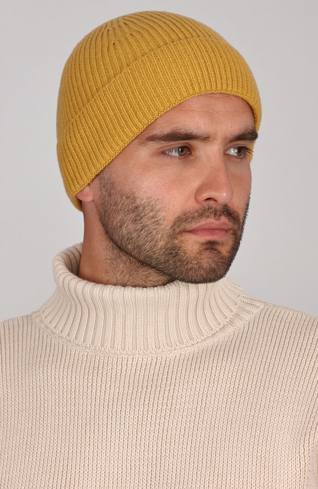 yellow merino cashmere beanie