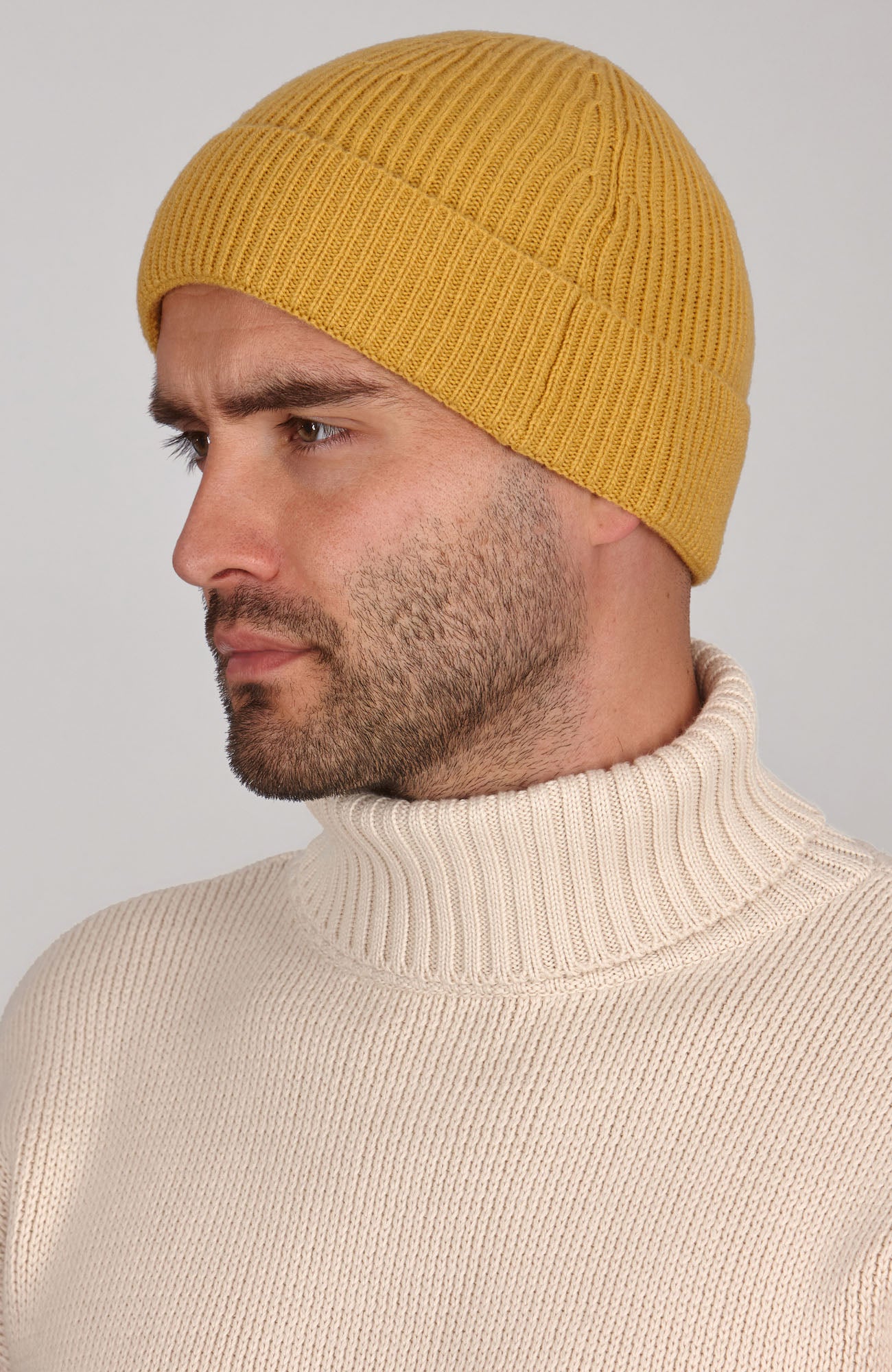 yellow merino cashmere beanie