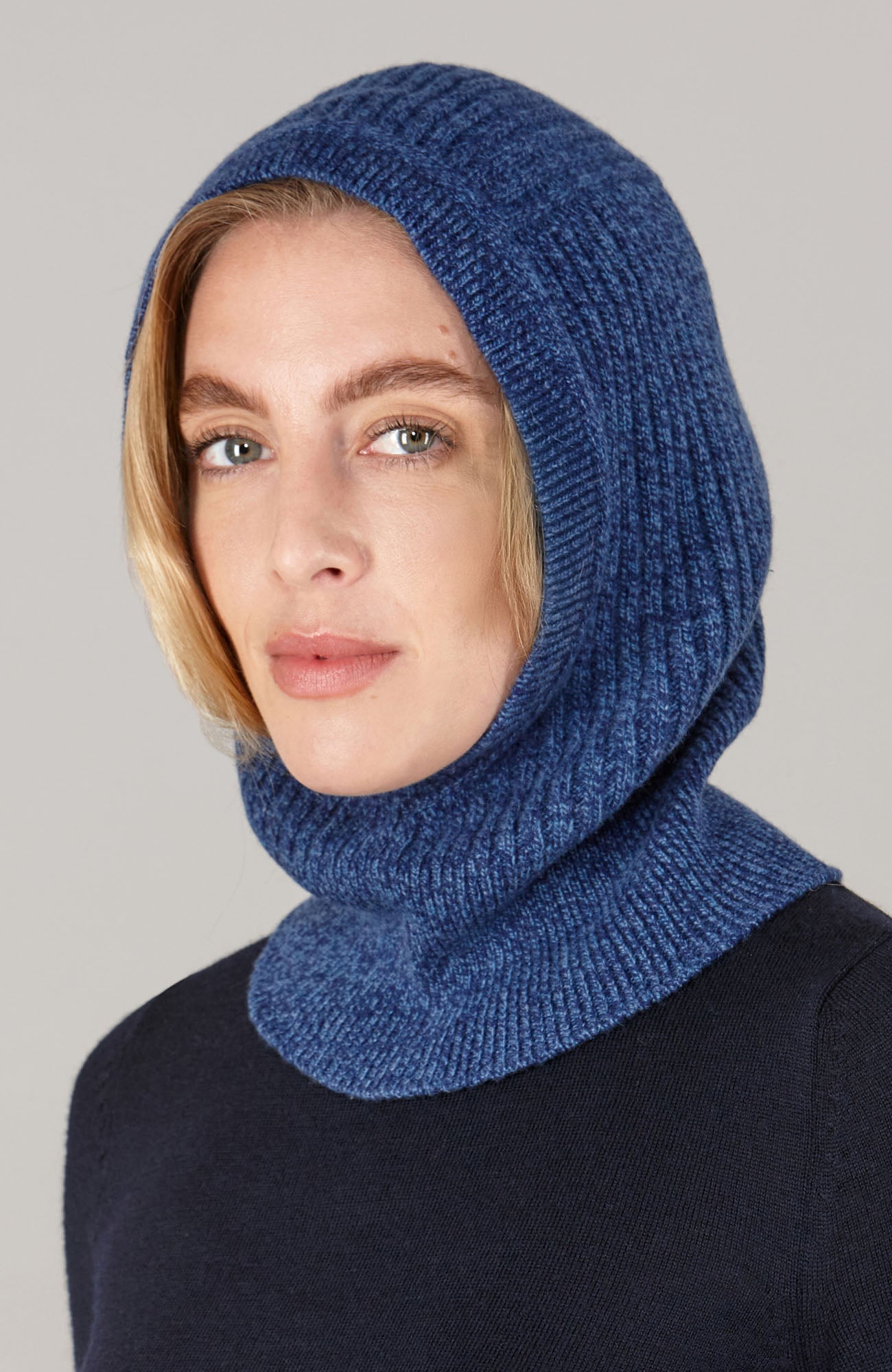 blue womens cashmere merino wool balaclava