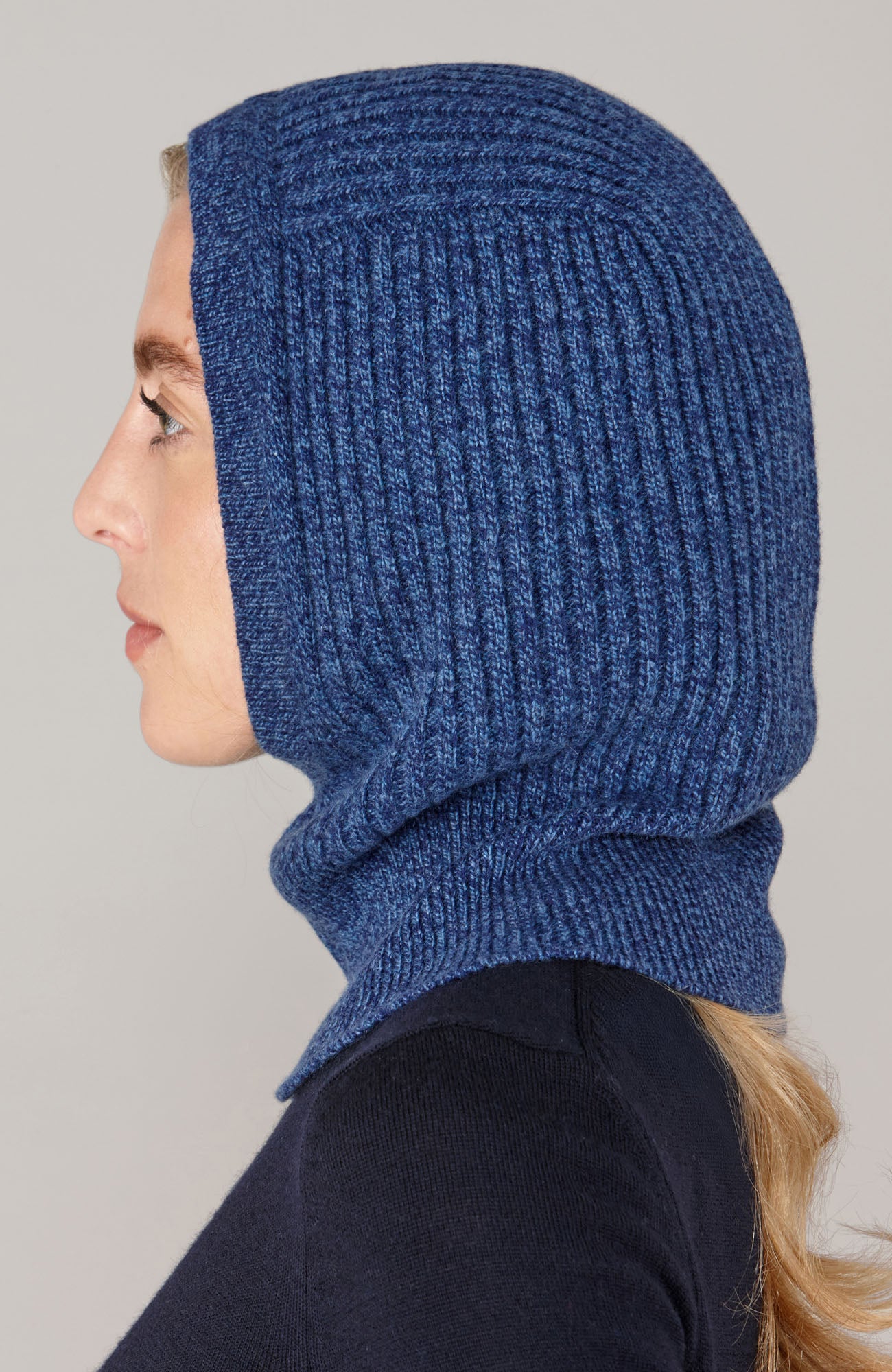 blue womens cashmere merino wool balaclava