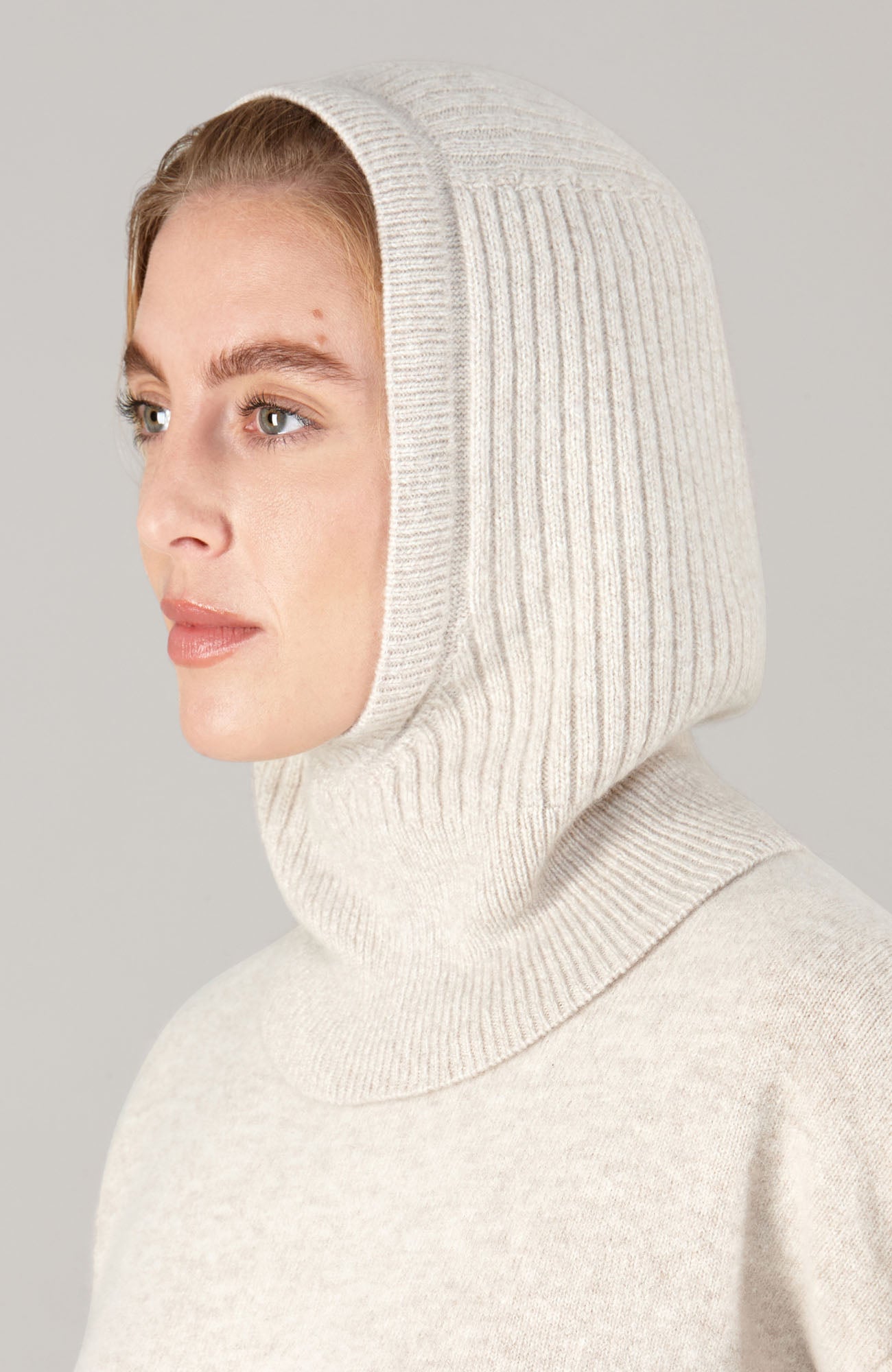 beige womens cashmere merino wool balaclava