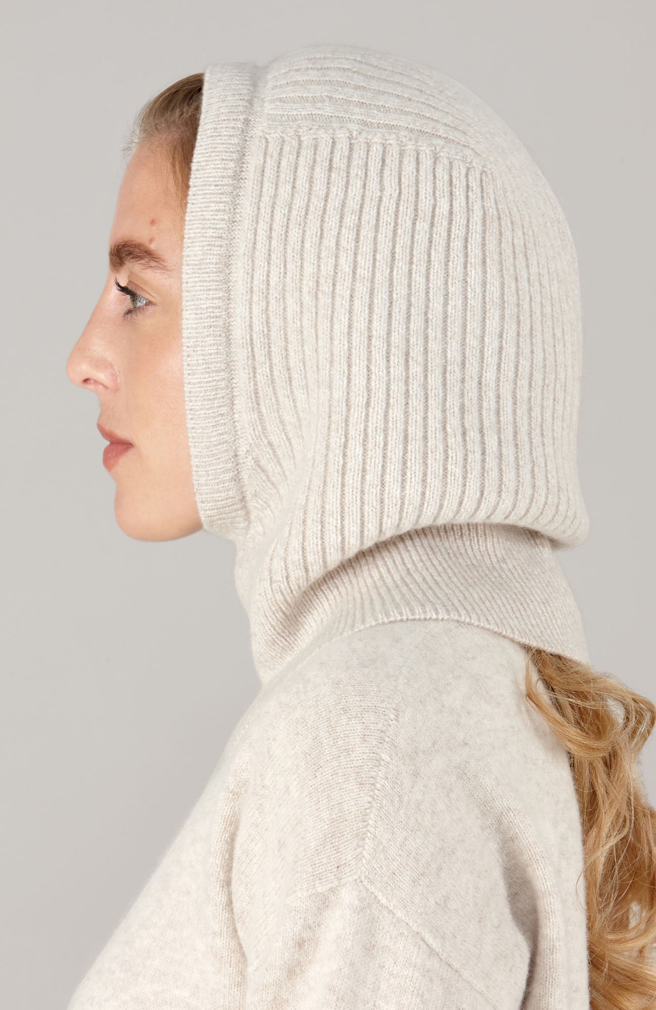 beige womens cashmere merino wool balaclava