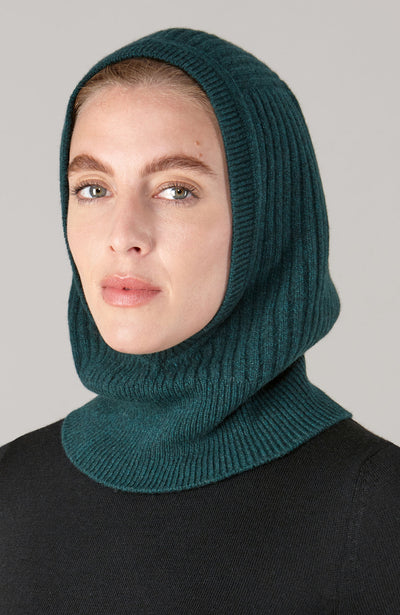 Womens Merino Cashmere Ribbed Balaclava