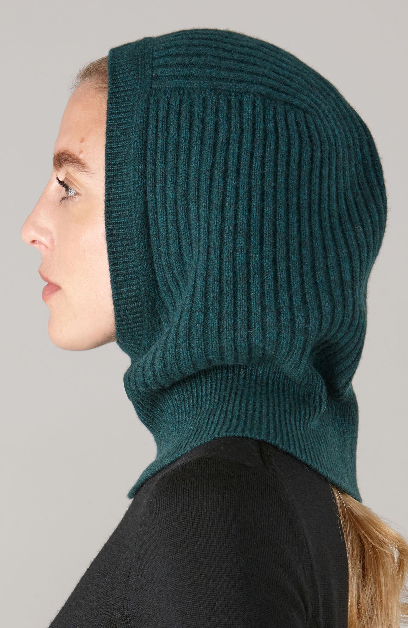 Womens Merino Cashmere Ribbed Balaclava