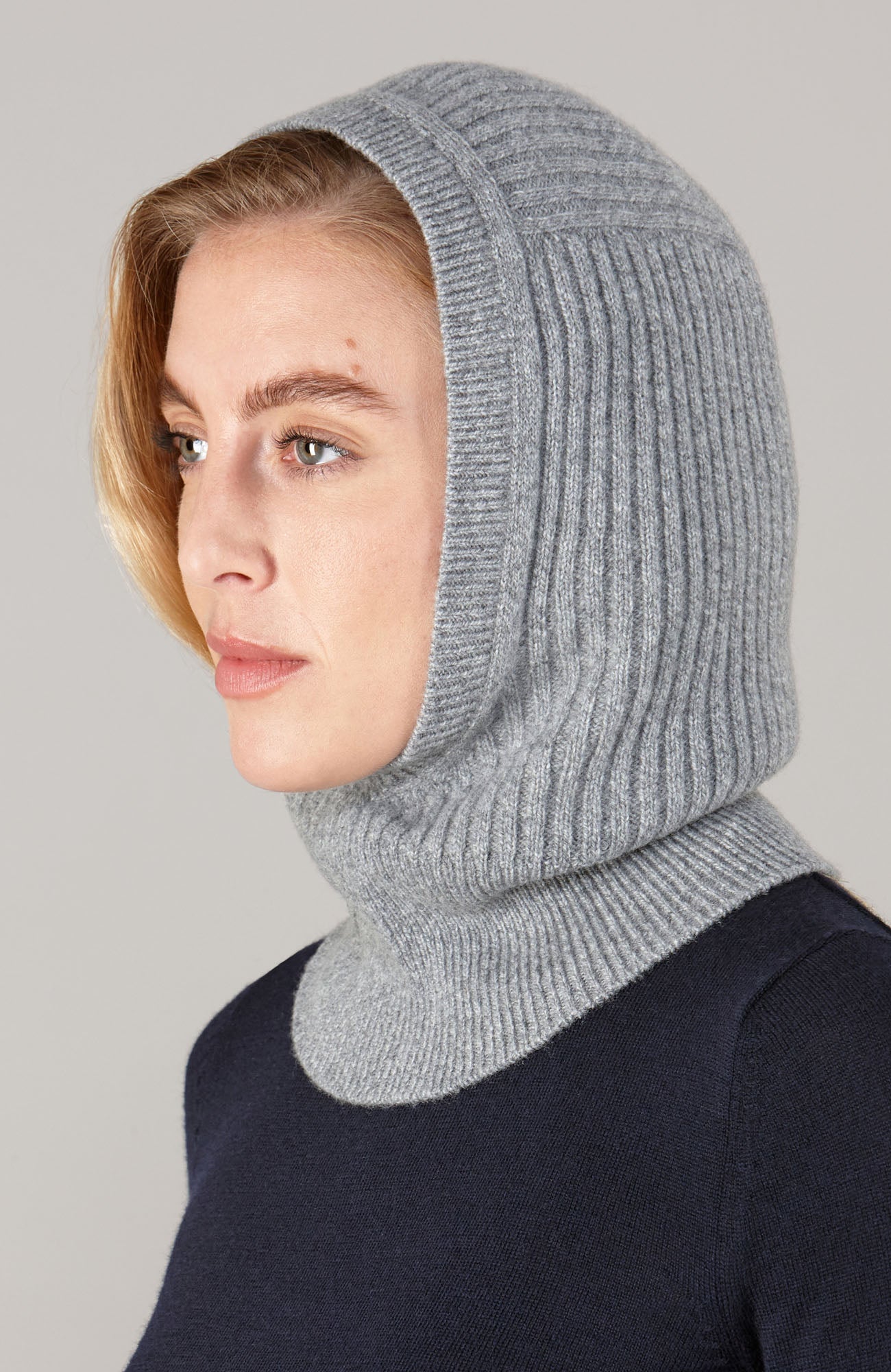 Womens Merino Cashmere Ribbed Balaclava