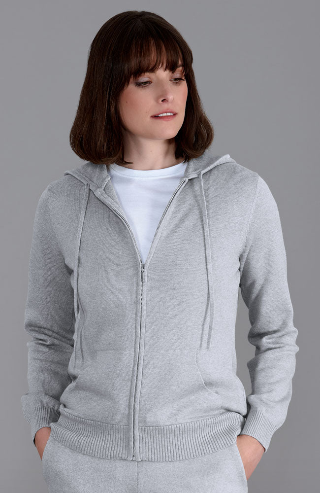 Damen-Kapuzenpullover aus 100 % Baumwolle mit durchgehendem Reißverschluss