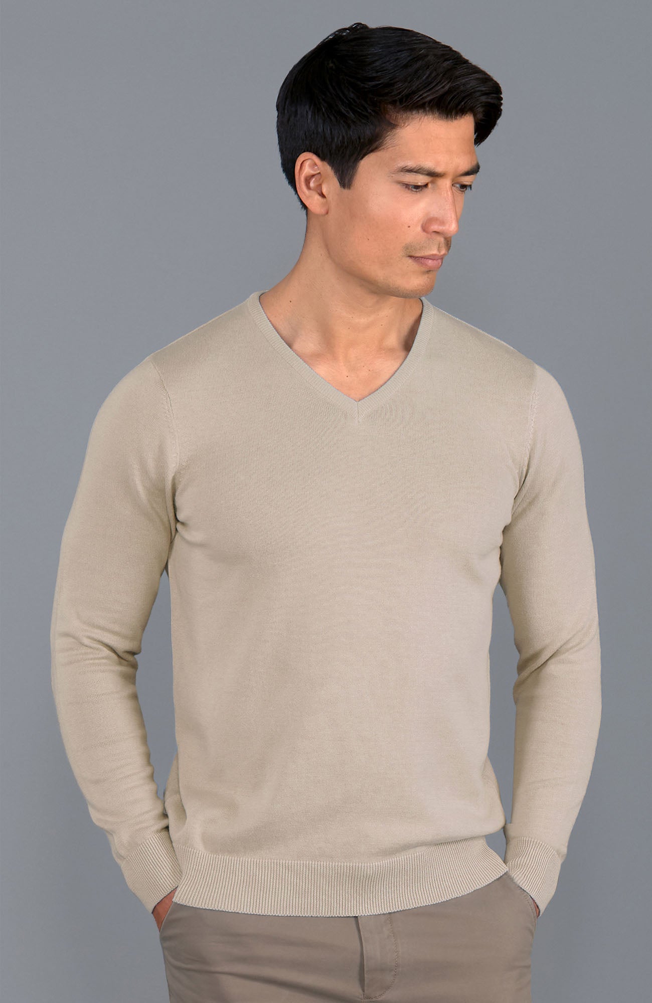 linen mens v neck cotton jumper