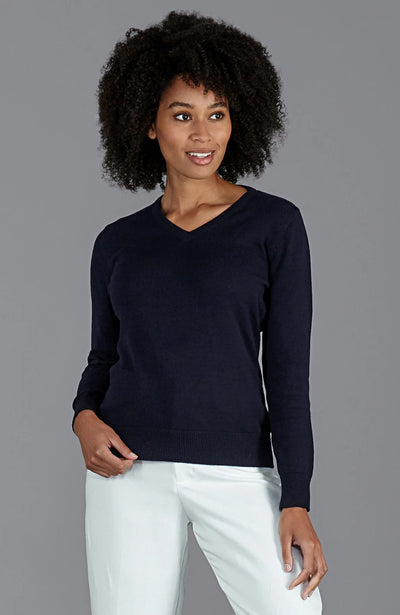 Damen-Pullover mit V-Ausschnitt aus reiner Baumwolle