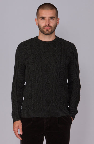 Mens Chunky Merino Wool Cable Jumper