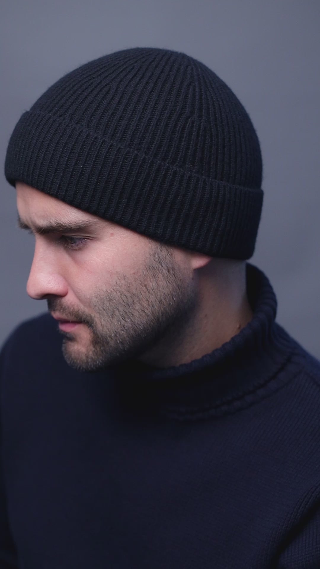 black merino cashmere beanie