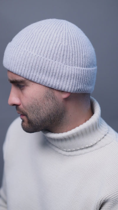 grey merino cashmere beanie