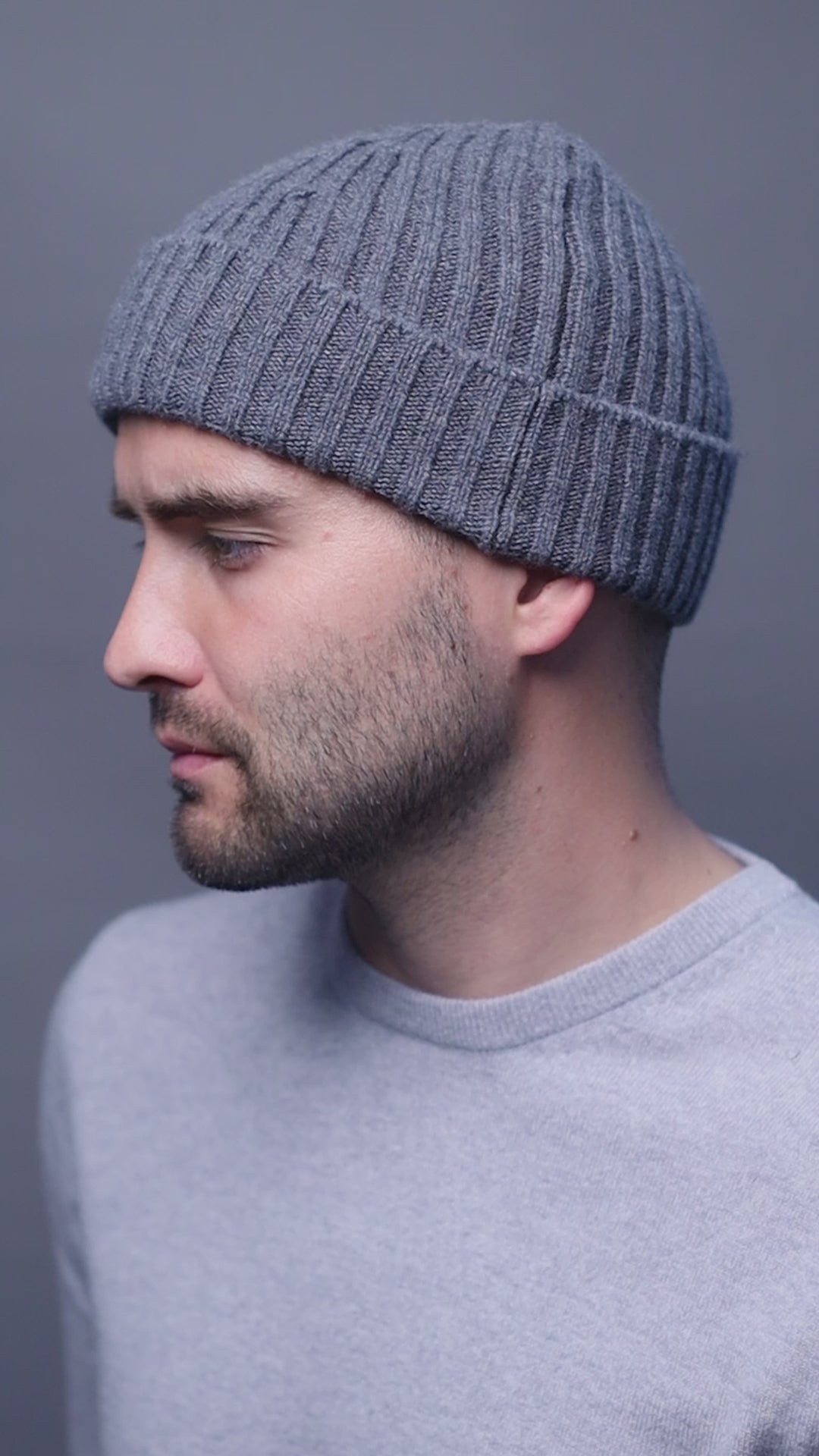 grey chunky merino cashmere beanie