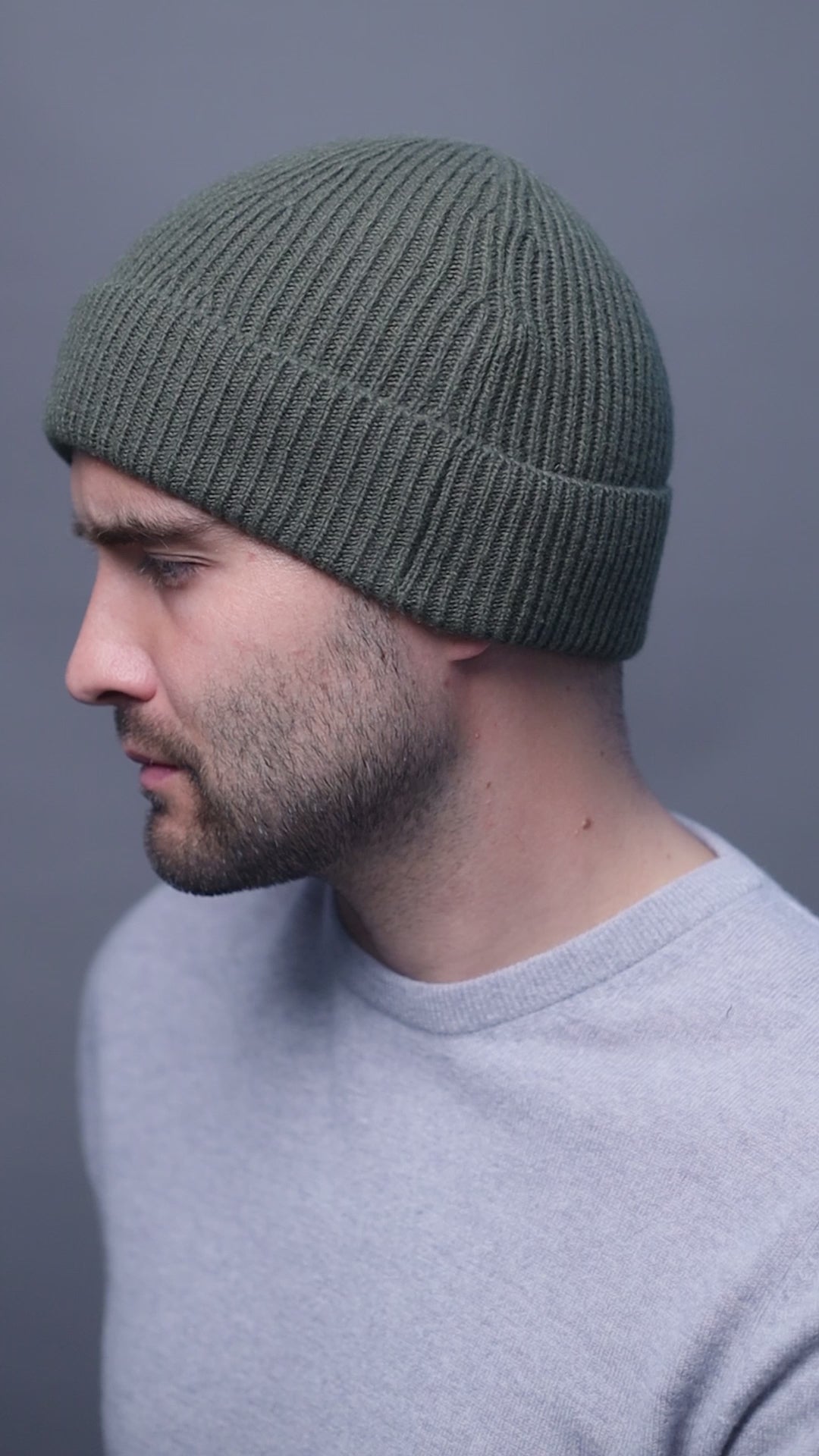 green merino cashmere beanie