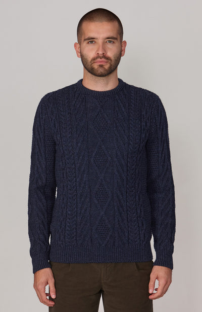 Mens Chunky Merino Wool Cable Jumper