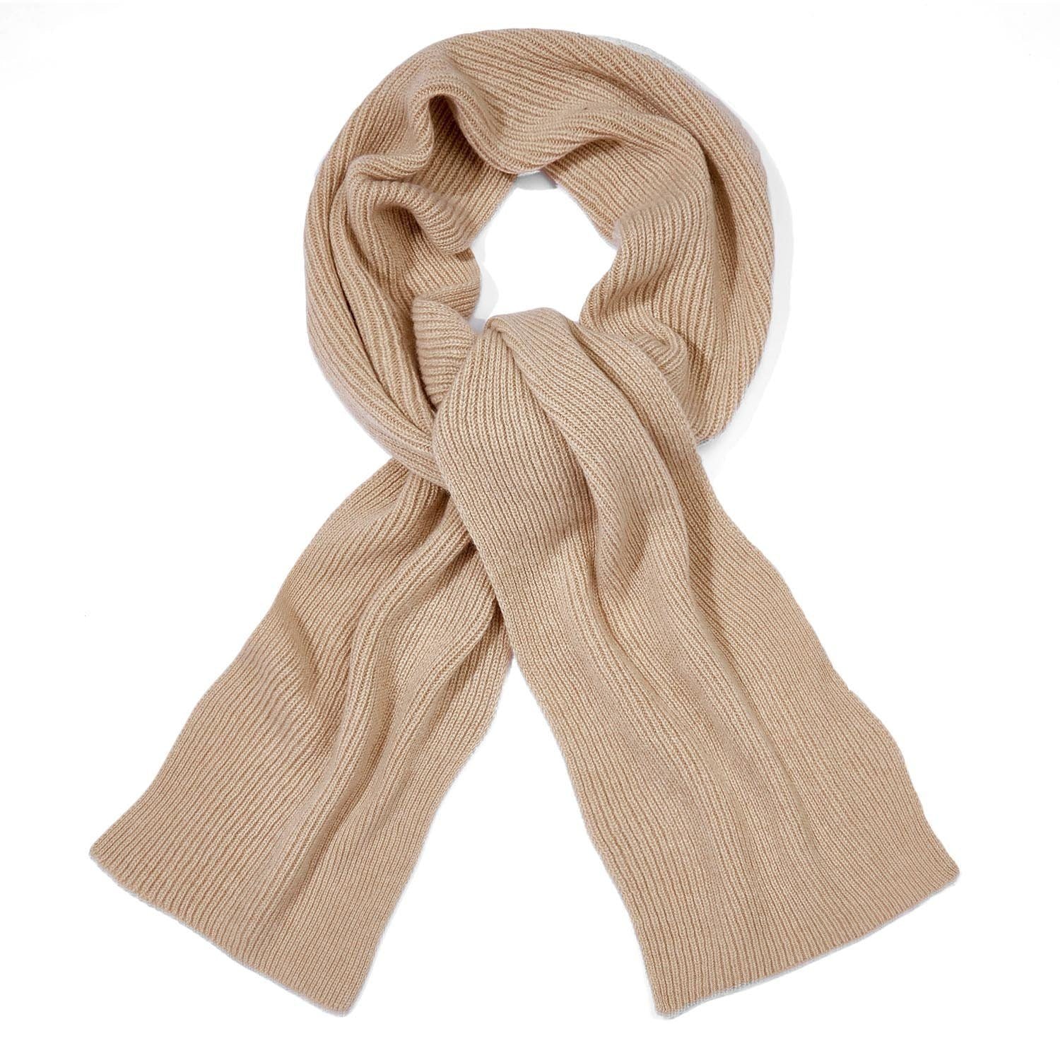 beige knitted cashmere scarf