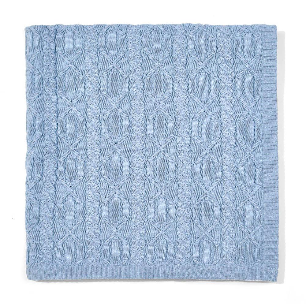 blue chunky ribbed baby blanket