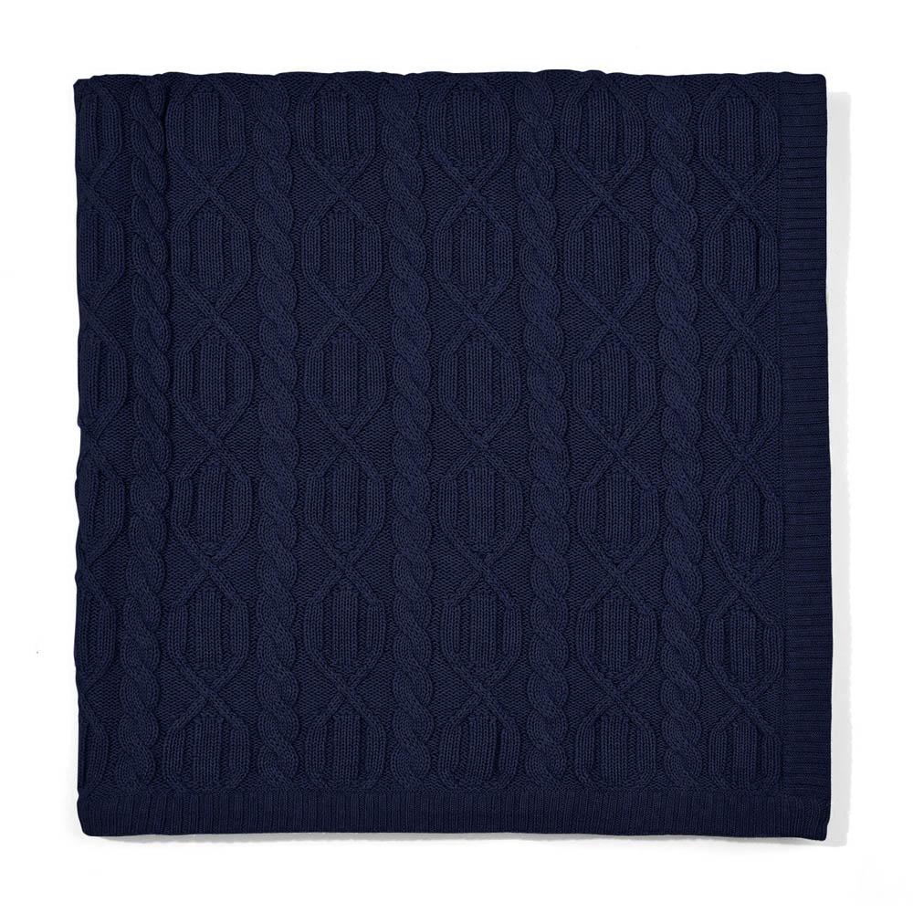 navy chunky cotton ribbed baby blanket