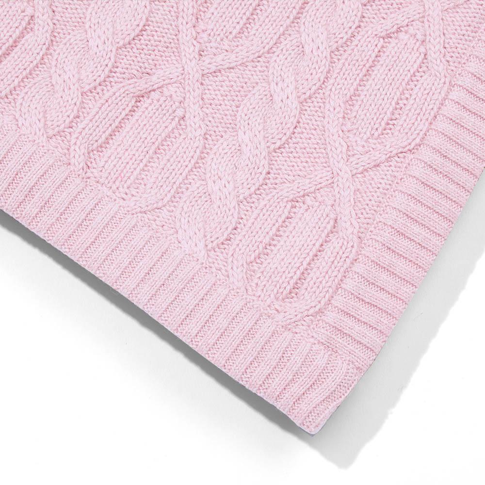 pink chunky cotton ribbed baby blanket