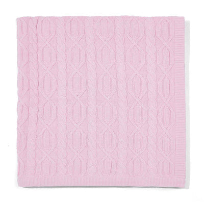 pink chunky cotton ribbed baby blanket