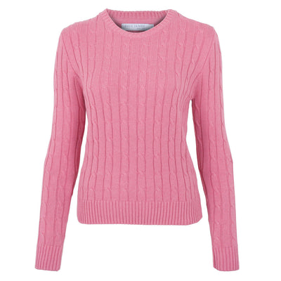 starlet pink womens cotton cable jumper