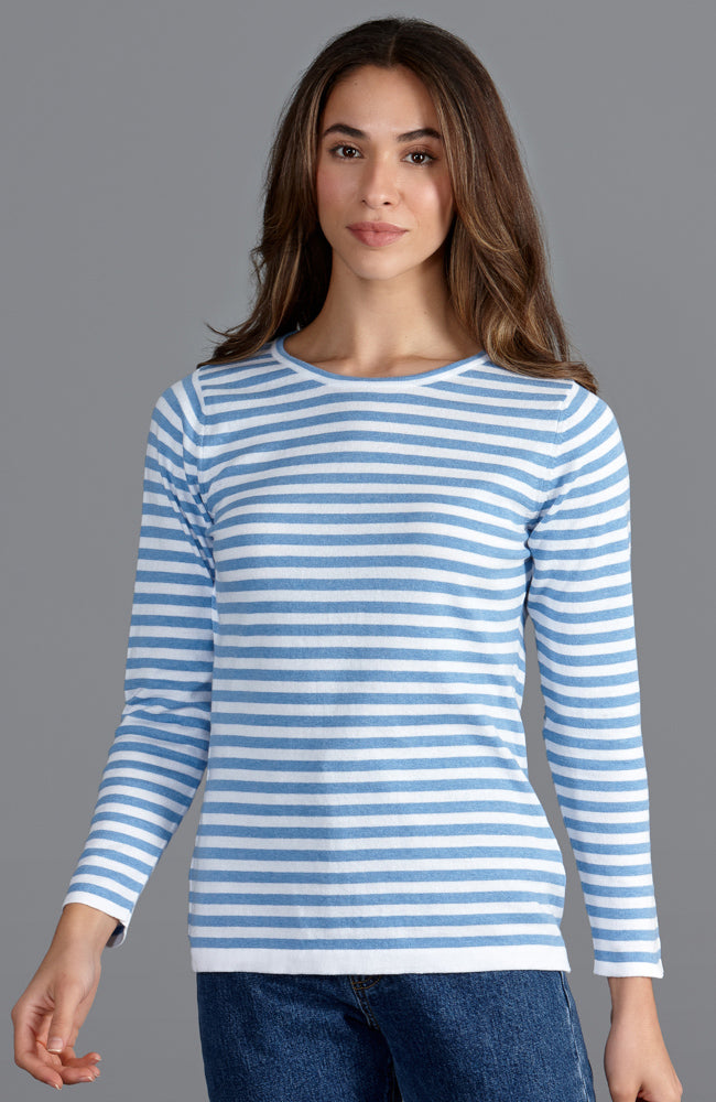 womens soft summer breton stripe sweater