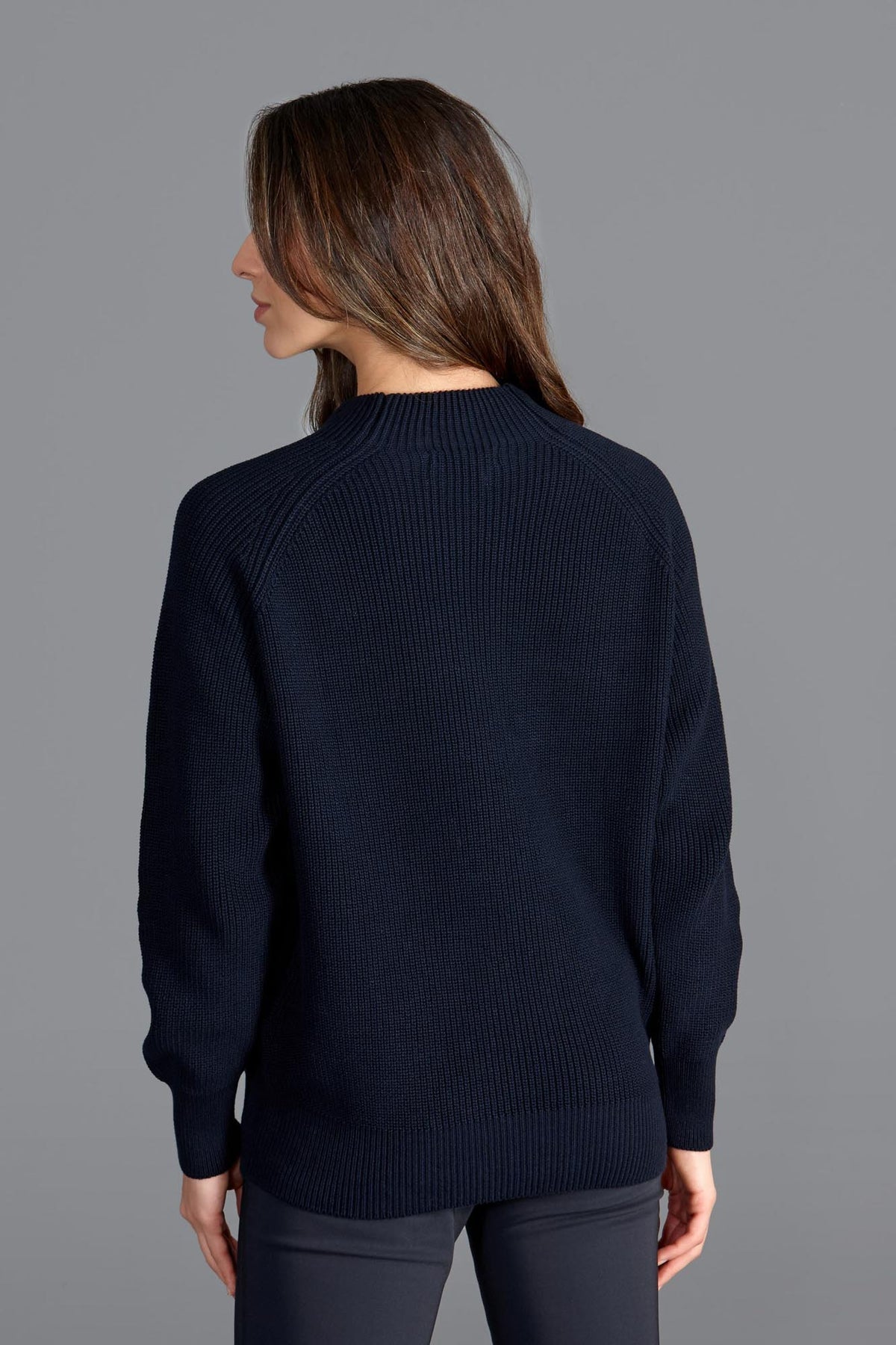 Women's High Neck Pure Cotton Ribbed Jumper – Paul James Knitwear