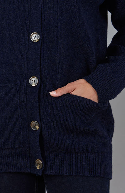 navy womens warm wool cardigan