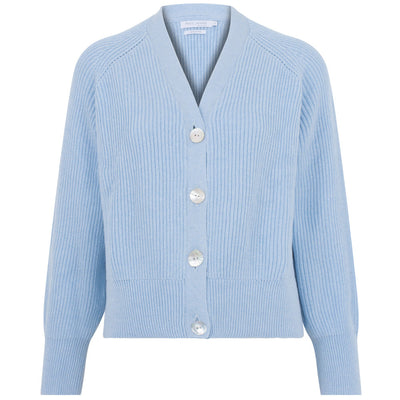 womens baby blue relaxed fit cotton rib cardigan