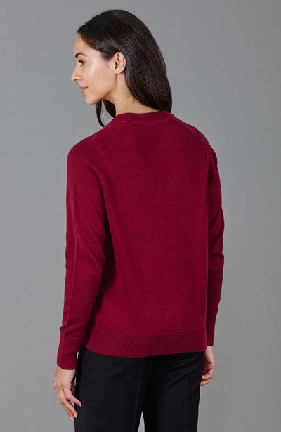 red womens v neck cotton jumper