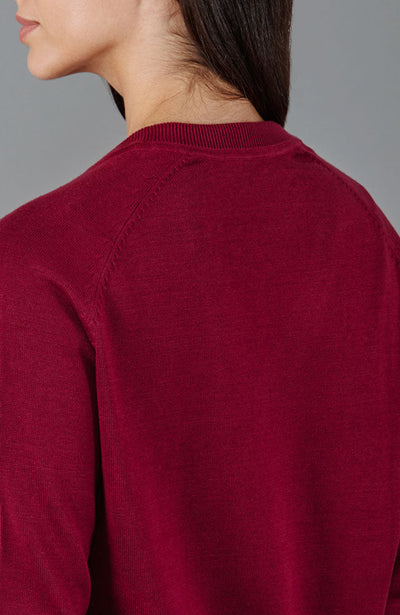 red womens v neck cotton jumper