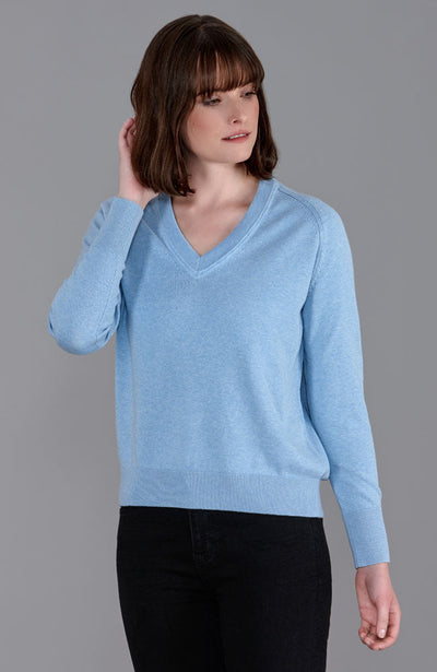 blue womens v neck jumper