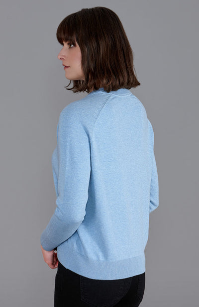 blue womens v neck jumper