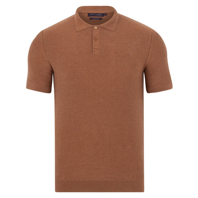 mens camel thick short sleeve polo shirt