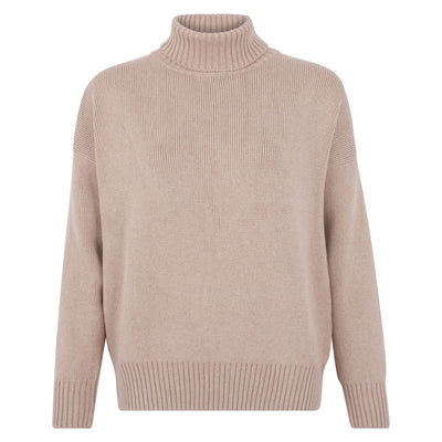 womens beige chunky cotton turtle neck jumper