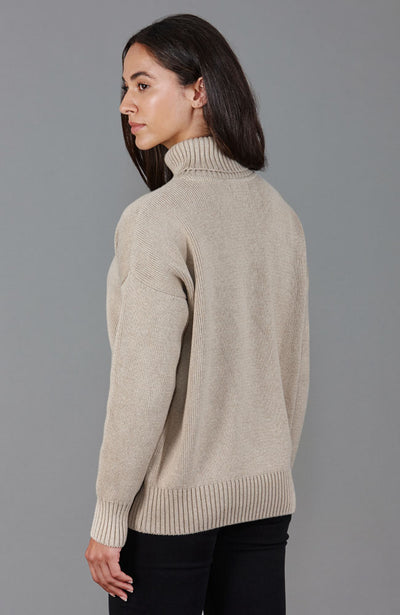 womens brown chunky roll neck jumper