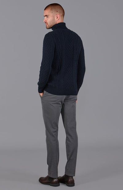 navy mens chunky cable jumper