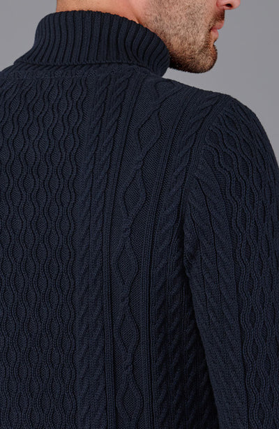 navy mens chunky cable jumper