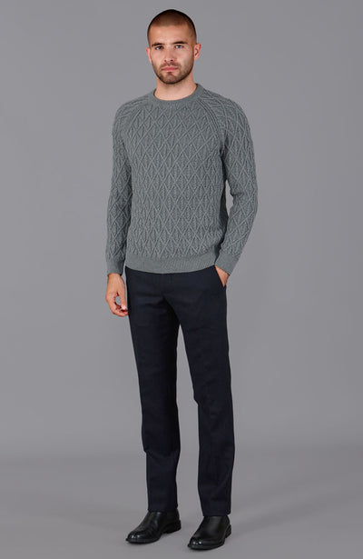 mens grey chunky cotton jumper